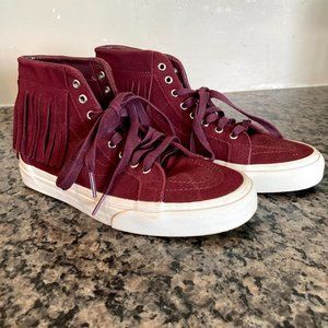 Vans Sk8-Hi Moc Sneaker Marroon Fringe Sz 7
